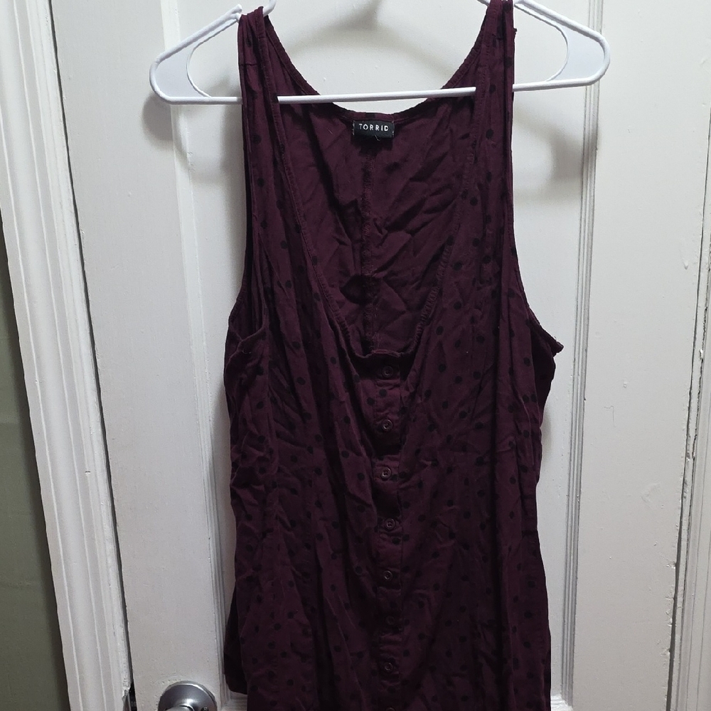 Torrid Dark Purple Button-Front Tank Top